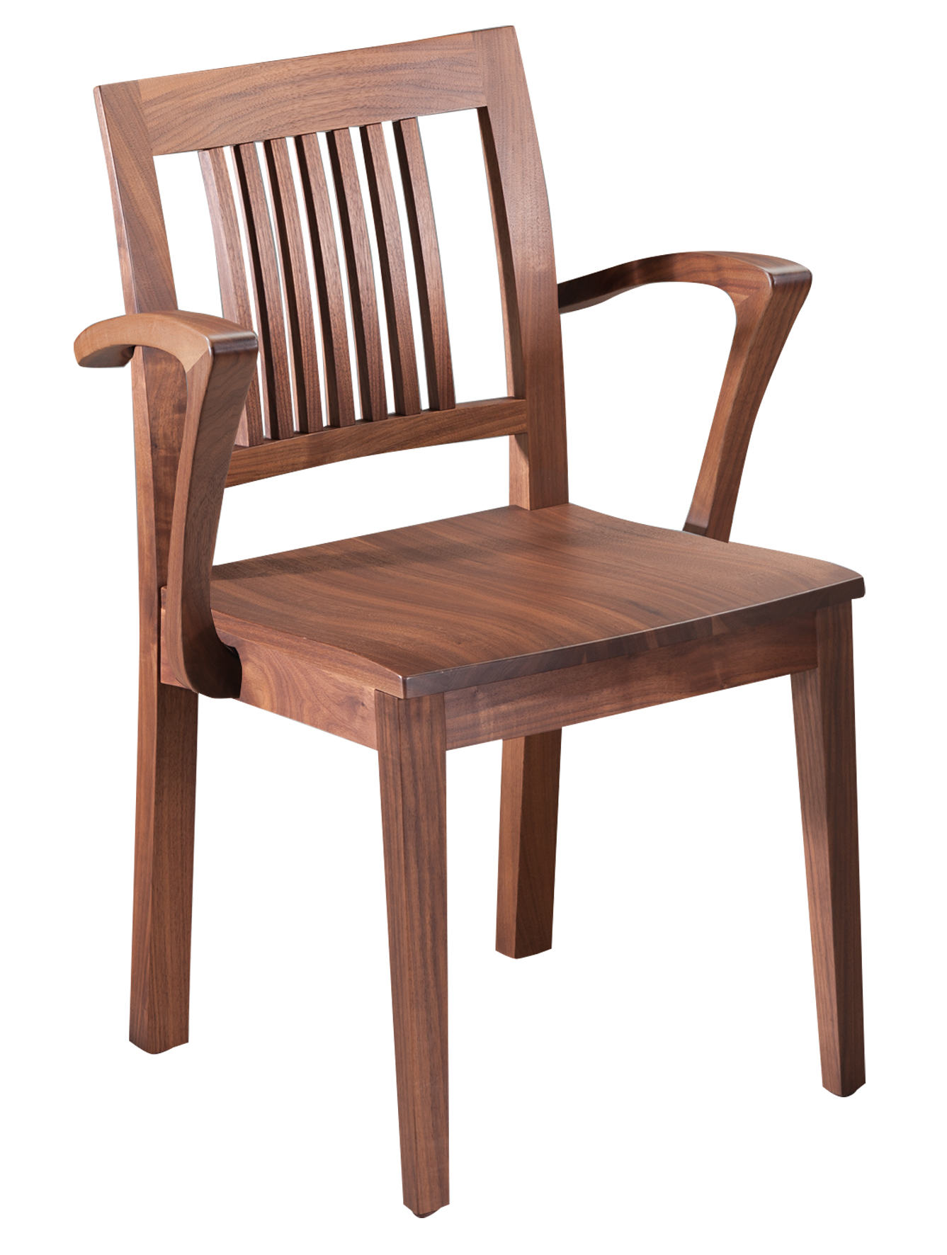 CARESSE Armlehnstuhl mit körpergerecht ausgeformtem Holzsitz und Sprossenrücken